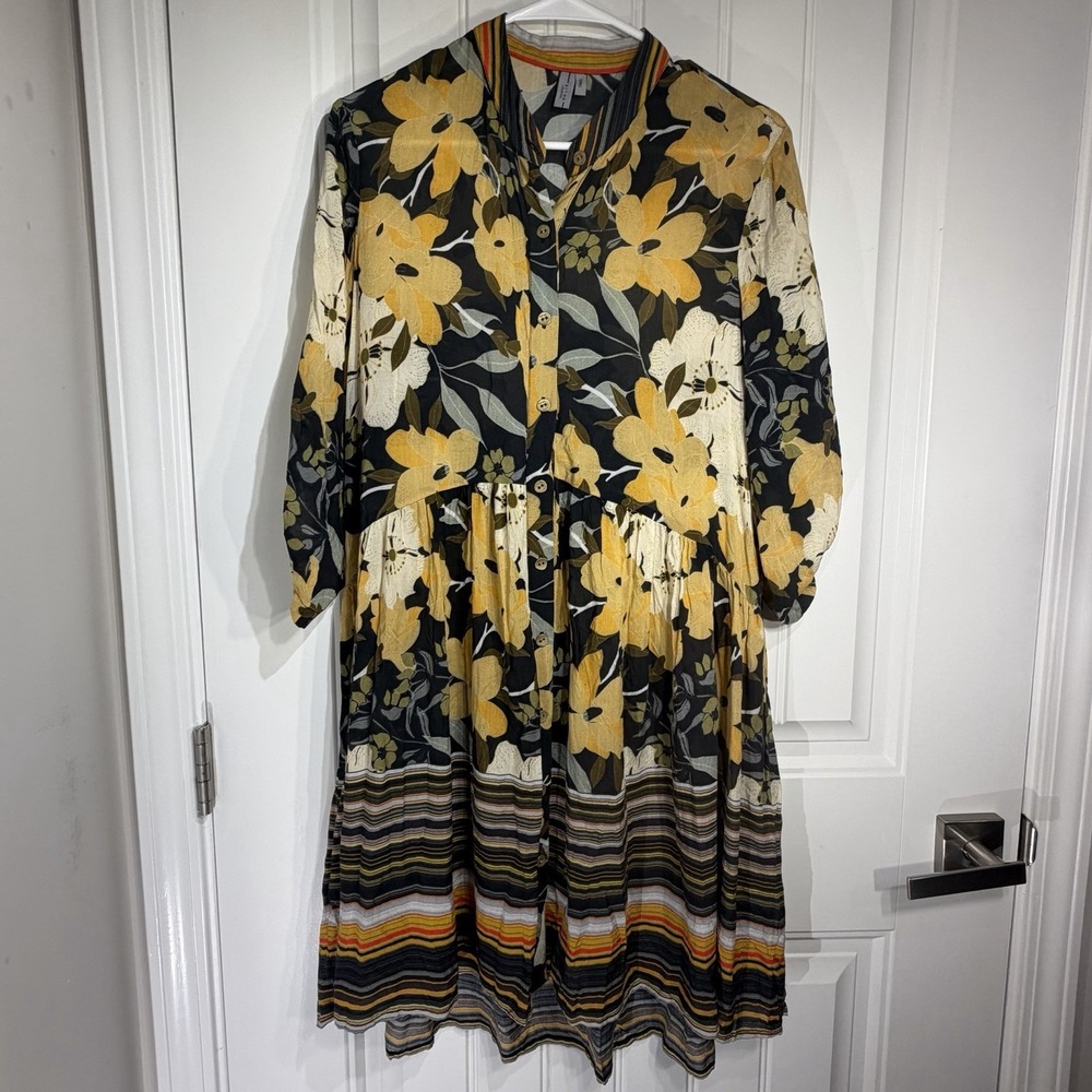 Anthropologie Blank London Floral Button Front Midi Dress Cottagecore Size Small
